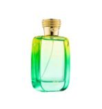 Green and gold perfume bottle