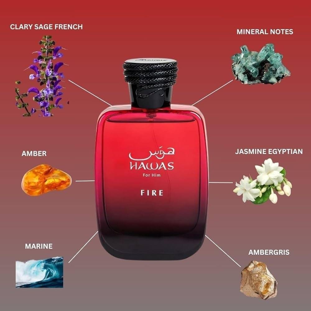 Exclusive Rasasi Hawas Fire Eau de Parfum 100ml for Men | Aromatic Aquatic Perfume - Image 3